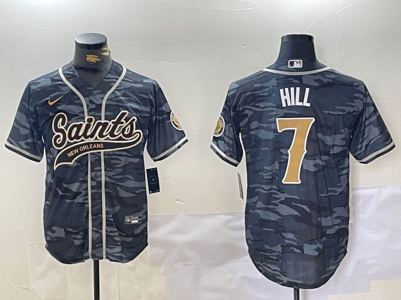 Men New Orleans Saints 7 Hill Camo Joint Name 2024 Nike Limited NFL Jersey style 1
